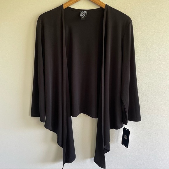 Clara Sunwoo Modern Tie Front Cardigan Black Size XL - Picture 1 of 14
